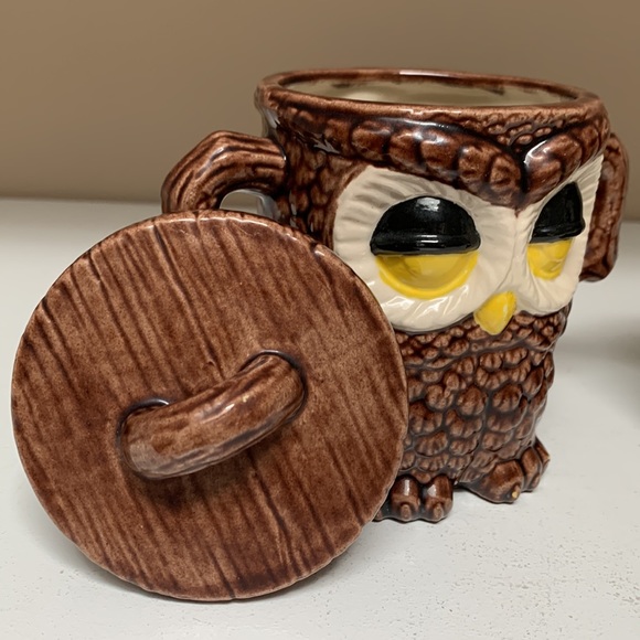 EUC Vintage 80’s Ceramic Sleepy Owl Creamer and Sugar Bowl With Lid - Picture 4 of 10